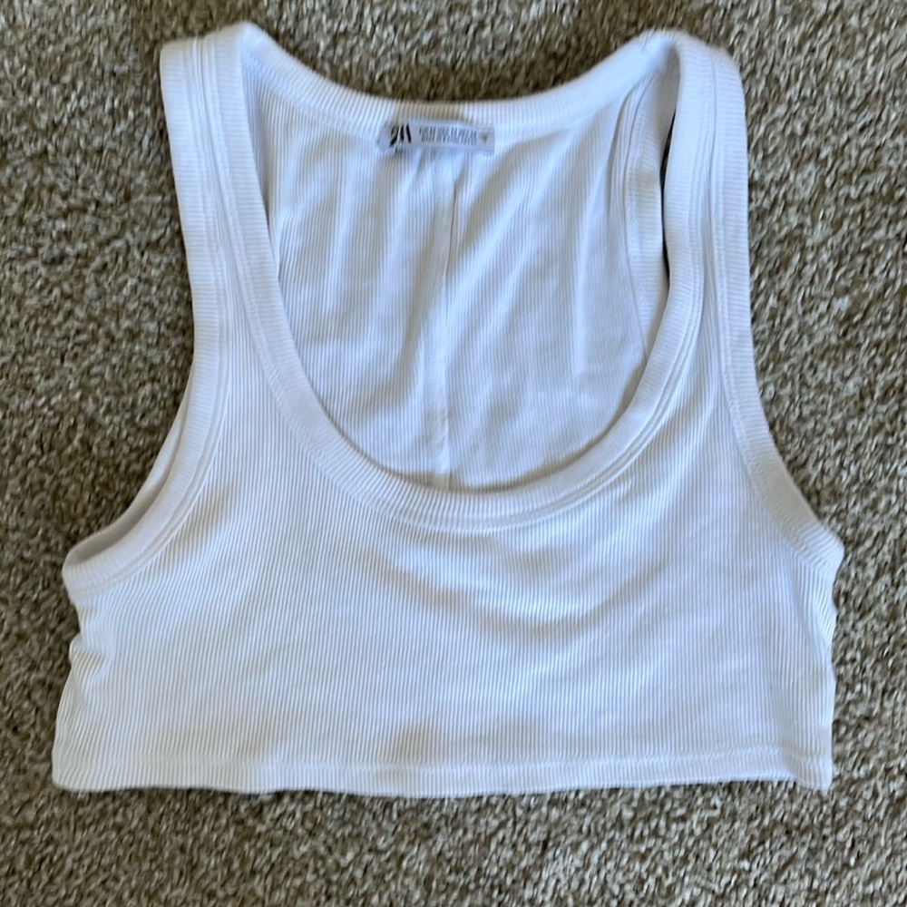 Zara cropped white tank